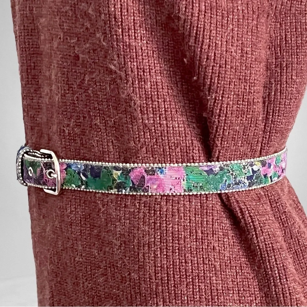 Vintage 80s Capezio USA Lace Overlay Floral Belt SZ M/L